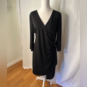 New York and Co Wrap Dress Black Size Large